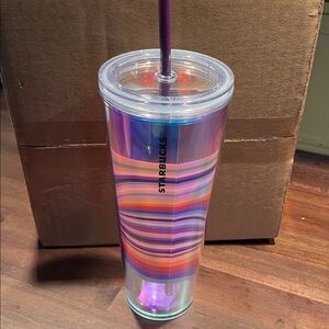 🩵2/$20 Starbucks Iridescent Swirl Tumbler with Purple Straw